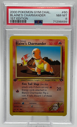 2000 POKEMON GYM CHALLENGE #60 BLAINE'S CHARMANDER 1ST EDITION PSA 8 NM-MT - Image 1