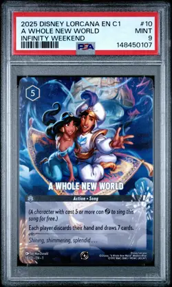 A Whole New World 2025 Disney Lorcana Promo #10 Infinity Weekend PSA 9 - Image 1