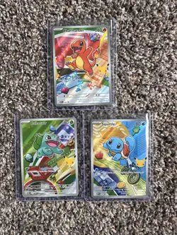 Pokemon First Partner Illustration Kanto Starters Promos Set x 3 Cards NM - Image 1