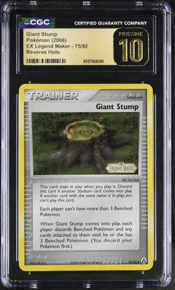 CGC 10 PRISTINE Giant Stump Legend Maker 75/92 Reverse Holo STAMPED Pokemon Card - Image 1