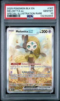 2025 POKEMON BLK EN-BLACK BOLT SPECIAL ILLUSTRATION RARE #167 MELOETTA EX PSA 10 - Image 1