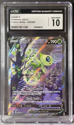 Pokemon 2021 Celebi V Ultra Rare Holo 245/264 Fusion Strike CGC 10 Gem Mint - Image 1