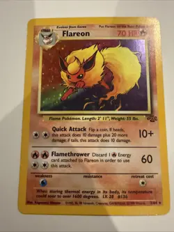 Pokemon TCG Flareon Jungle 3/64 Holo Unlimited Holo Rare - Image 1