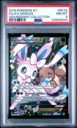 2016 POKEMON XY RC32/RC32 SYLVEON EX FULL ART RADIANT COLLECTION PSA 8 - Image 1