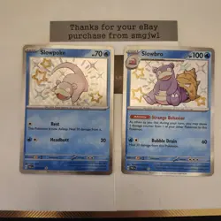 Slowpoke 116/091 & Slowbro 117/091 PAF Paldean Fates NM Pokemon Shiny - Image 1