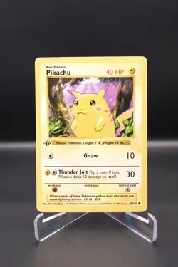 Red Cheeks Pikachu 1st Edition Shadowless 58 / 102 Pokemon Base Set - Image 1