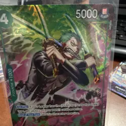 Roronoa Zoro OP13-037 Treasure Rare Holo 5000 Power 4 Cost One Piece CCG EN - Image 2