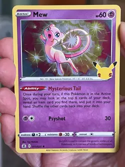 POKEMON MEW 011/025 RARE HOLOFOIL 25th ANNIVERSARY CELEBRATIONS NM CARD - Image 1