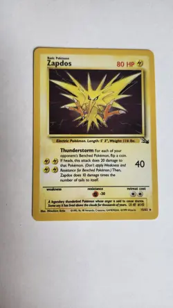 Zapdos 15/62 - Fossil Unlimited Holo Rare WOTC Pokemon TCG - NM - Image 1