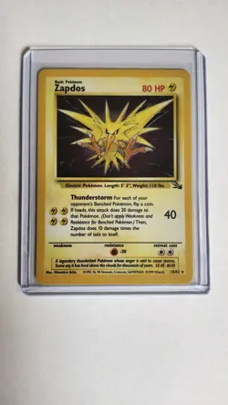 Zapdos 15/62 - Fossil Unlimited Holo Rare WOTC Pokemon TCG - NM - Image 3