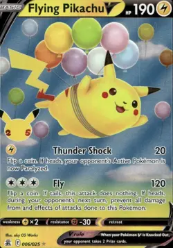 Flying Pikachu V 006/025 Holo Rare V Celebrations Pokemon Holo Near Mint - Image 1
