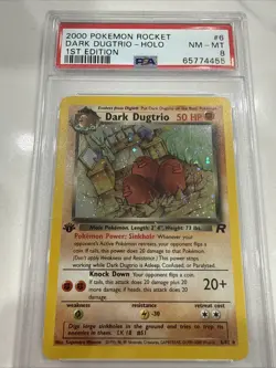 117916197 Dark Dugtrio 2000 Pokemon Team Rocket First Edition #6/82 Holo PSA 8 - Image 1