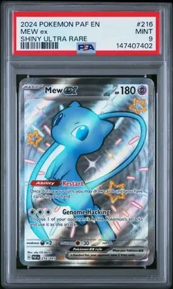 2024 POKEMON PAF EN-PALDEAN FATES SHINY ULTRA RARE #216 MEW EX PSA 9 - Image 1