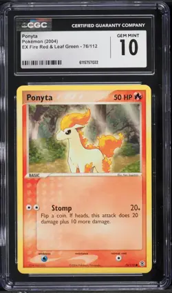 2004 Pokemon Ponyta #76 Reverse Holo EX Fire Red Leaf Green CGC Gem Mint 10 - Image 1