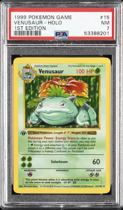 1999 POKEMON GAME 1ST EDITION #15 VENUSAUR-HOLO PSA 7 - Image 1