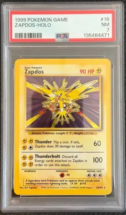 Zapdos 016/102 Holo 1999 Pokemon Game - PSA 7 - Image 1
