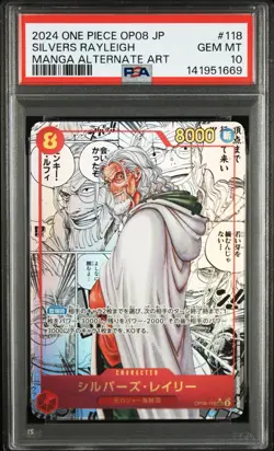PSA 10 Silvers Rayleigh OP08-118 Manga Alt Art OP08 One Piece Card 2024 Japanese - Image 1