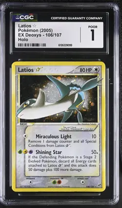 CGC 1 Latios Gold Star 106/107 Holo EX Deoxys Pokemon Card - Image 1