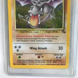 Aerodactyl Fossil Set Holo 1/62 Rare Pokemon Card WOTC 1999 Vintage - Image 3