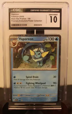 Pokemon 2025 CGC 10 Vaporeon Cosmos Holo #168 Black Star Promo Nice!! - Image 1