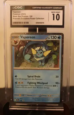 Pokemon 2025 CGC 10 Vaporeon Cosmos Holo #168 Black Star Promo Nice!! - Image 4