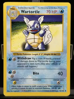 Pokemon TCG - Wartortle - 42/102 - Uncommon (Shadowless) - Base Set MP - Image 3