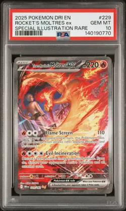 Pokemon 2025 Team Rocket's Moltres ex 229/182 SIR Destined Rivals GEM MT PSA 10 - Image 1