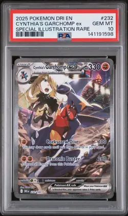 PSA 10 GEM MINT Cynthia’s Garchomp ex SIR 232/DRI Destined Rivals 2025 Pokemon - Image 1
