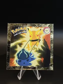 Bulbasaur & Pikachu G11 - POKEMON ARTBOX SERIES 1 GOLD HOLO STICKER - Image 1