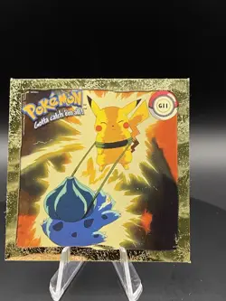 Bulbasaur & Pikachu G11 - POKEMON ARTBOX SERIES 1 GOLD HOLO STICKER - Image 2