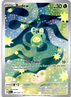 Pokemon TCG Budew 221/217 Ascended Heroes Full Art Holo Rare Near Mint - Image 1