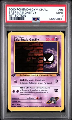 2000 POKEMON GYM CHALLENGE 1ST ED #96 SABRINA'S GASTLY PSA 9 - Image 1