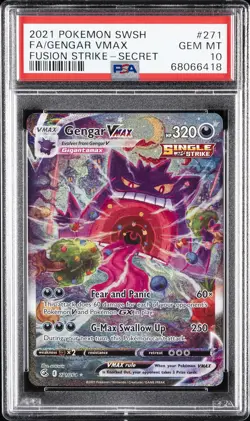 2021 POKEMON SWORD & SHIELD FUSION STRIKE SECRET FULL ART/GENGAR VMAX PSA 10 - Image 1