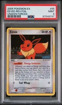 Eevee 2005 Pokemon Unseen Forces Reverse Holo PSA 9 #55 - Image 1