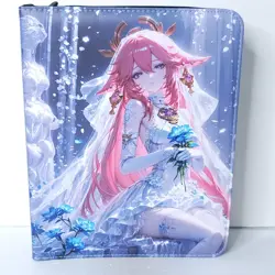 Yae Miko Blue Card Binder 3-Ring Anime Waifu Double Sided Redemption Folder - Image 1