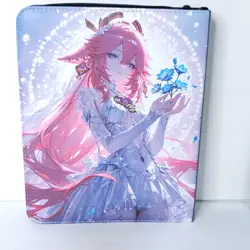 Yae Miko Blue Card Binder 3-Ring Anime Waifu Double Sided Redemption Folder - Image 2