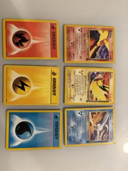 Pokemon TCG Base Set Moltres Zapdos Articuno Energy Lot 6 Cards 1999 - Image 1