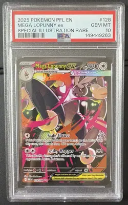 2025 POKEMON PFL EN-PHANTASMAL FLAMES #128 MEGA LOPUNNY EX PSA 10 - Image 1