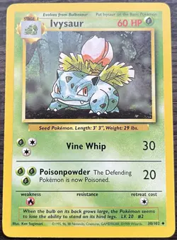 Ivysaur 030/102 Pokemon TCG WOTC Base Set Uncommon NEAR MINT NM - Image 1