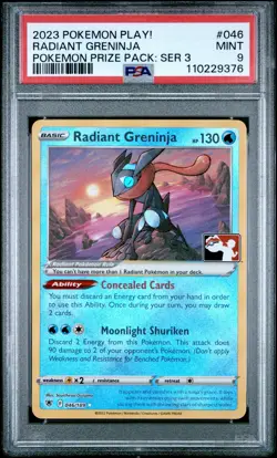 2023 Pokemon Play! Pokemon Prize Pack: Series 3 Radiant Greninja PSA 9 #046 - Image 1