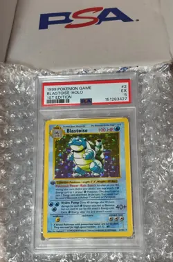 1999 POKEMON BASE SET 1ST EDITION #2 BLASTOISE-HOLO PSA 5 - Image 3