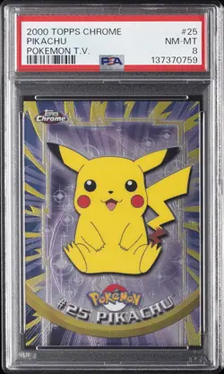 2000 TOPPS CHROME POKEMON T.V. #25 PIKACHU PSA 8 - Image 1