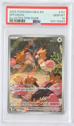 Pokemon TCG Spearow 151/132 Illustration Rare Mega Evolution PSA 10 - Image 1