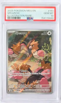 Pokemon TCG Spearow 151/132 Illustration Rare Mega Evolution PSA 10 - Image 3