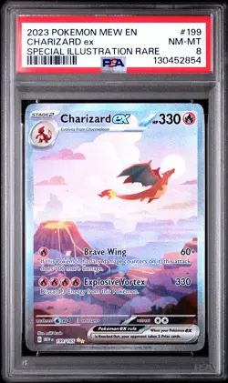 2023 POKEMON MEW EN-151 SPECIAL ILLUSTRATION RARE #199 CHARIZARD EX PSA 8 - Image 1