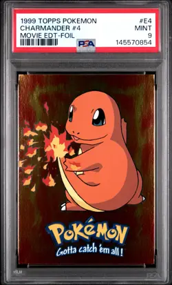 1999 Topps Pokemon Charmander #4 Movie Edition Foil #E4 - PSA 9 - Image 1