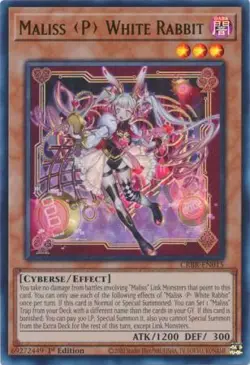 Yugioh! Maliss P White Rabbit - CRBR-EN015 - Ultra Rare - 1st Edition Near Mint, - Image 1
