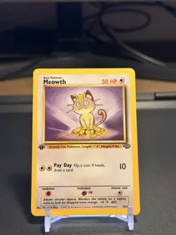 Pokemon TCG Meowth 1st Edition Jungle Set 56/64 WOTC 1999 DMG - Image 1