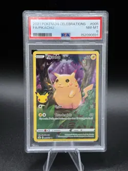 Pokemon Pikachu TCG 2021 Celebrations Card 005/025 Reverse Holo PSA 8 - Image 1