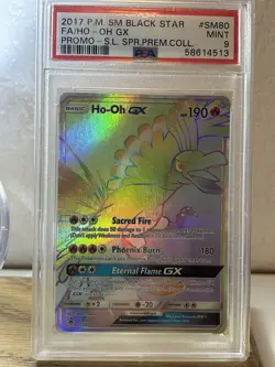 2017 Pokemon SM Black Star Promo Ho-Oh GX Full Art Premium #SM80 PSA 9 Mint - Image 1